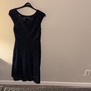 Elegant Navy Blue Lace Dress